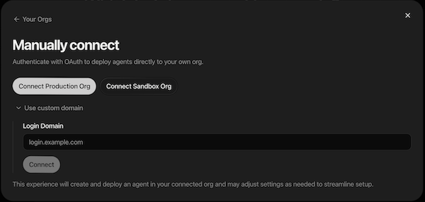 Manually connect an org