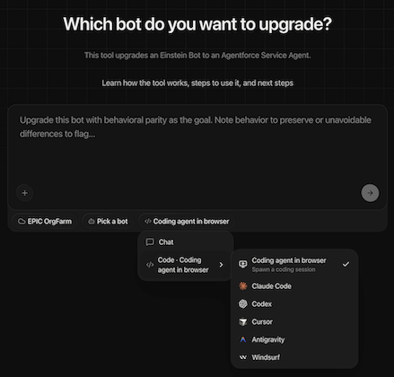Select a coding agent
