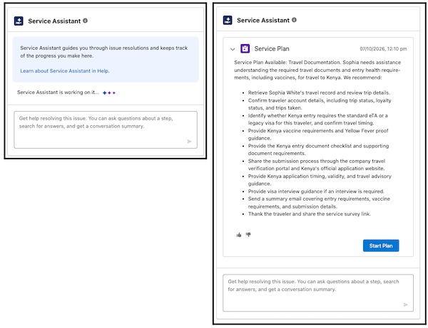 The status indicator while the plan summary generates, then the plan summary with a Start Plan button.