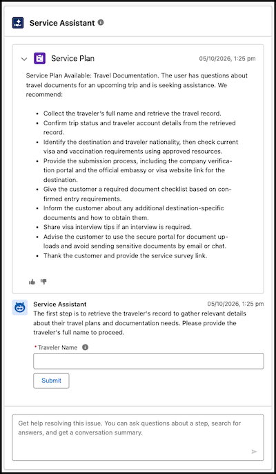 A messaging plan summary followed by the first step of the plan, started automatically.