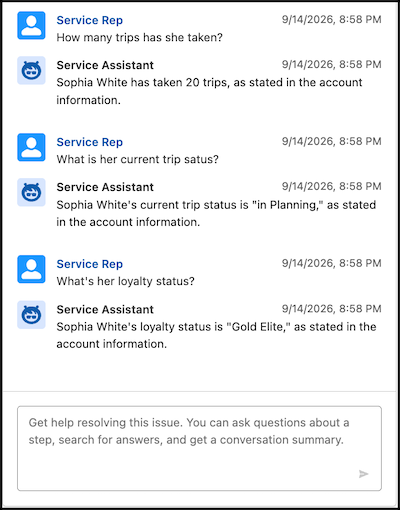 Related record grounding testing using the agent chat
