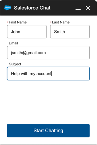 Pre-chat form