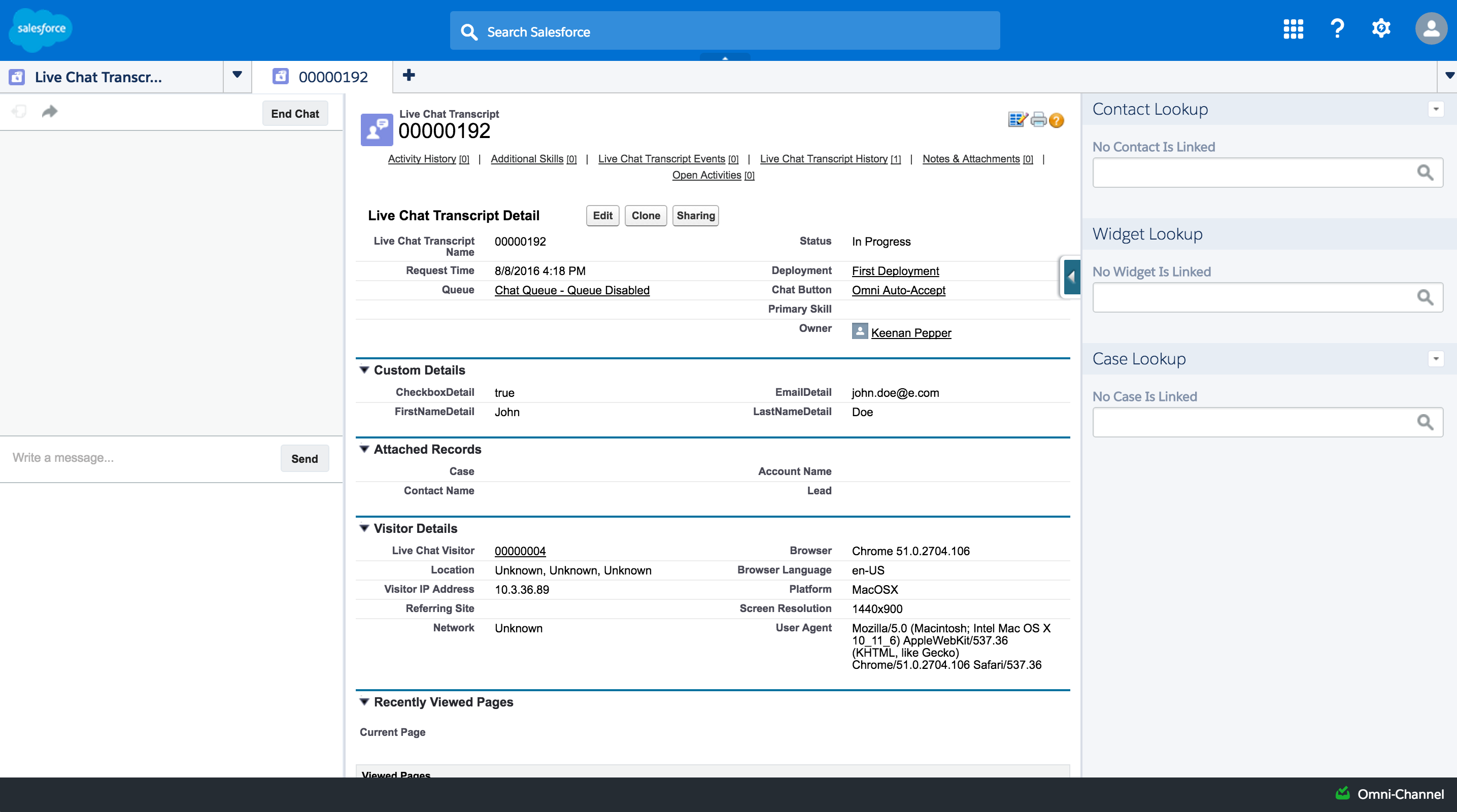 Unlinked lookup components in the console