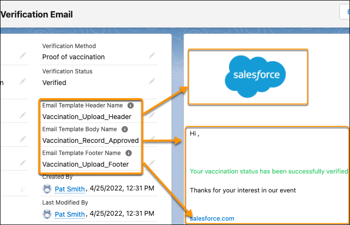Screenshot showing the Email Template Fields on the Occasion Email Mapping page