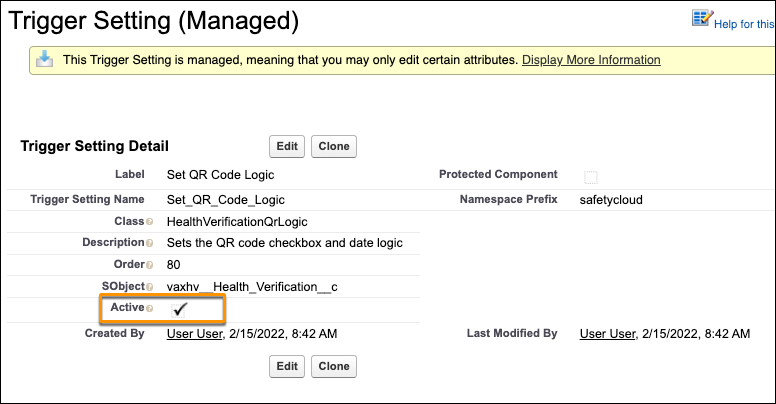 Screenshot showing that the Set QR Code Logic feature is active