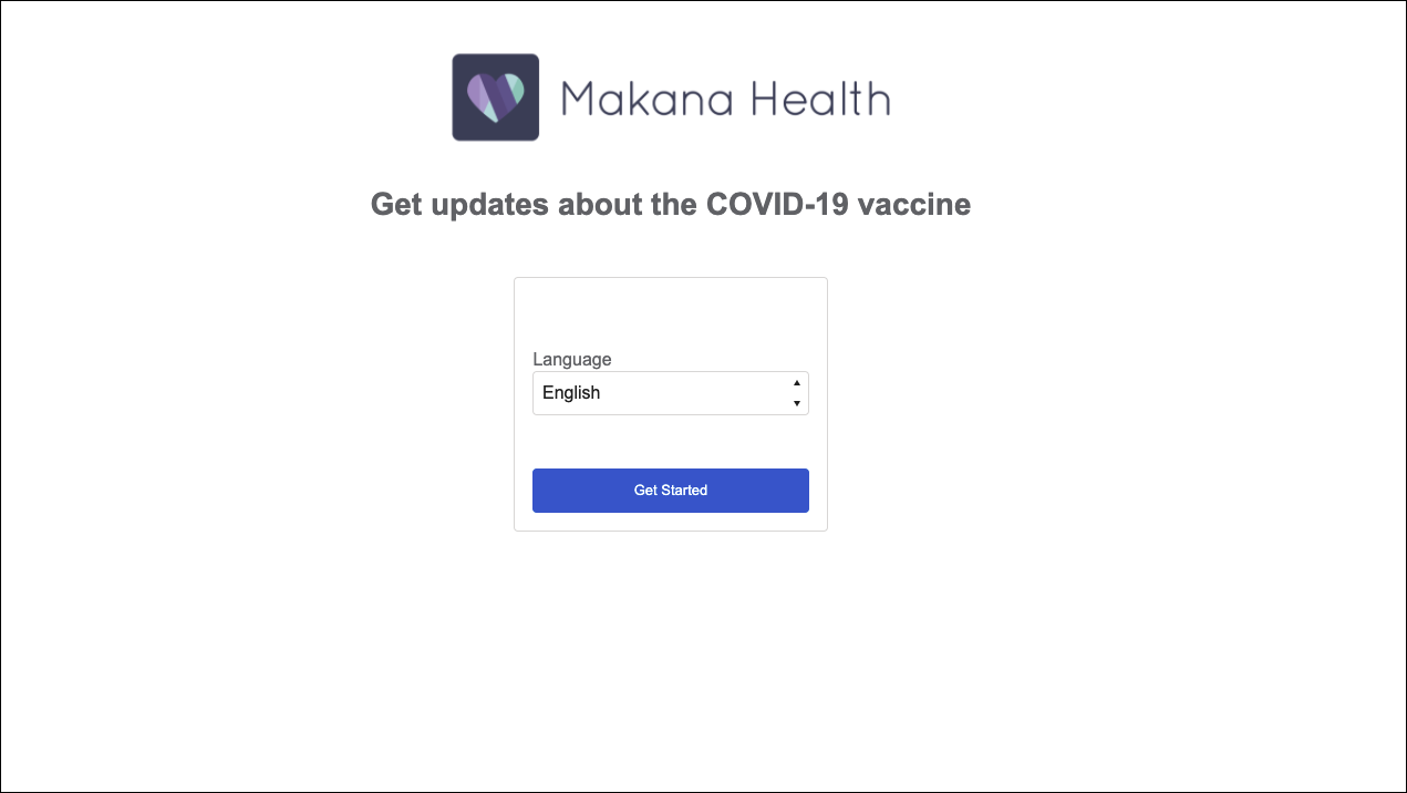The vaccine eligibility sign-up start page.
