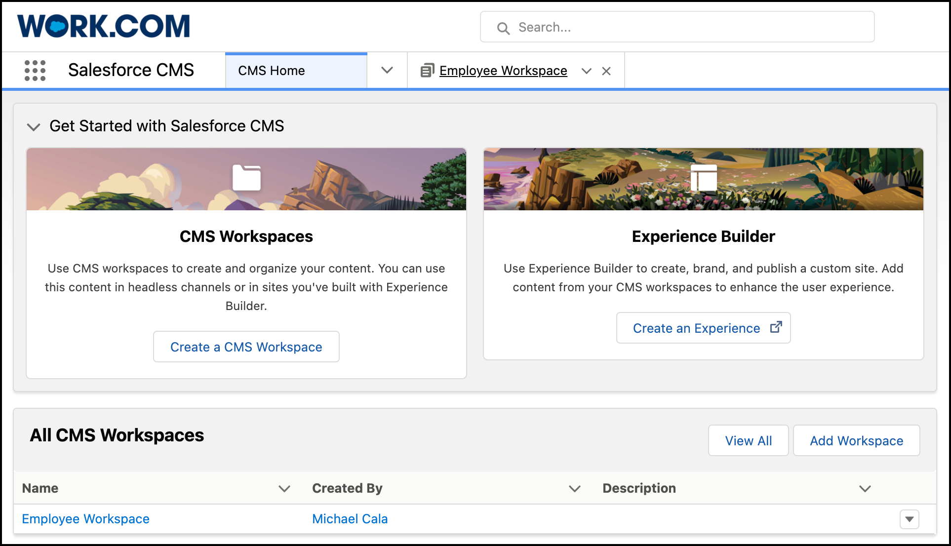 Digital Experiences Home tab