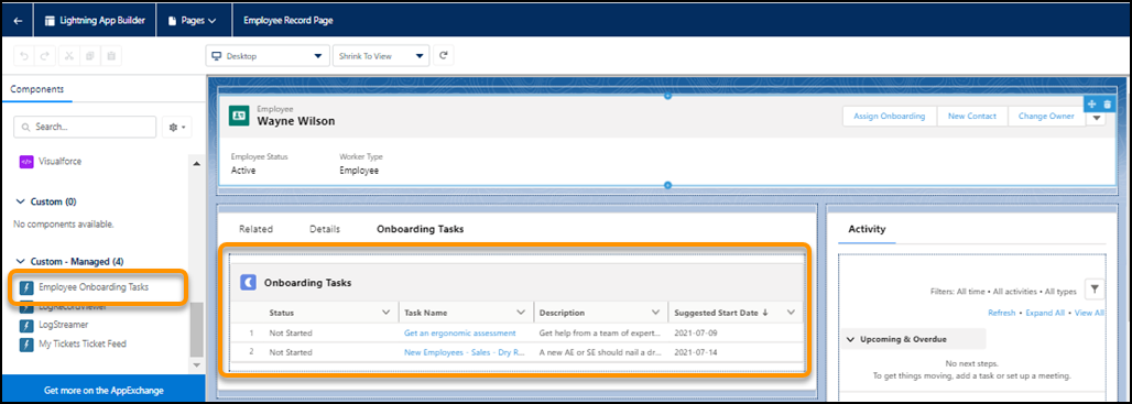HR Service Center employee layout
