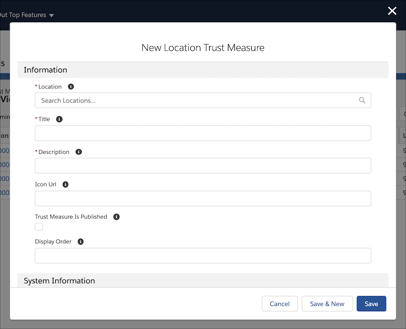 New Location Trust Measure form