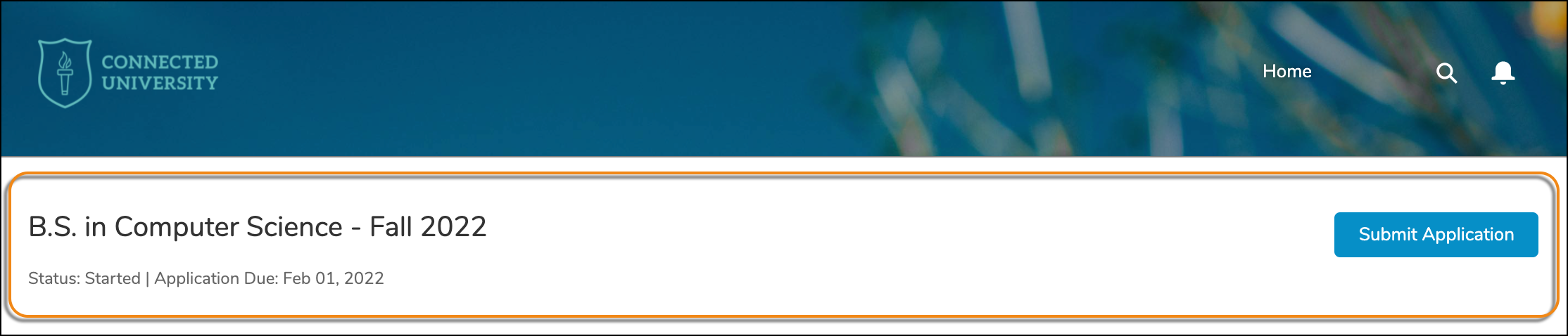Image of the Applicant Application Header component in a portal