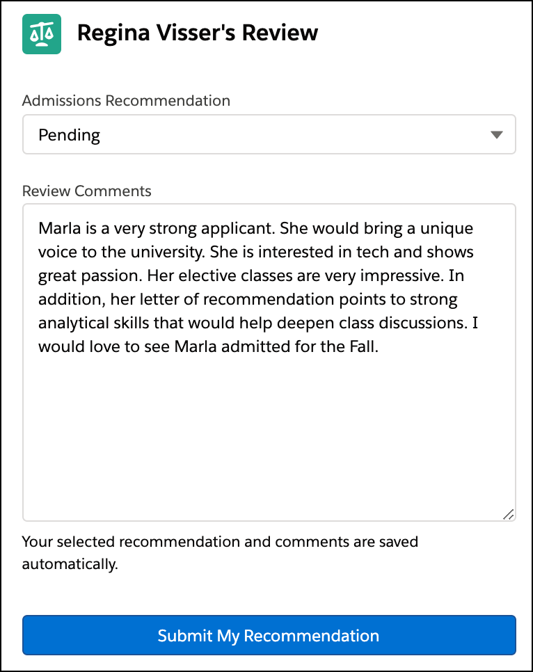 Reviewer Feedback component showing a pending review with comments