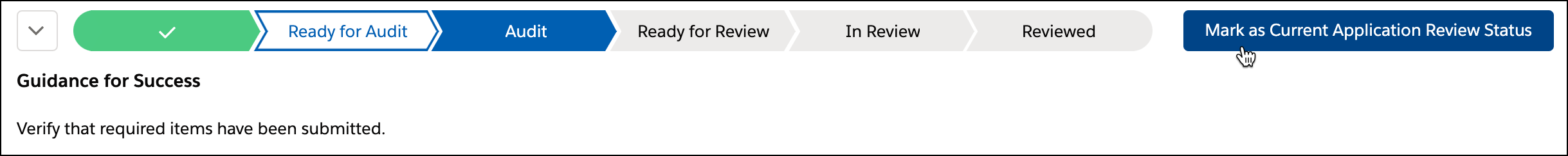 Path component with the Guidance for Success region expanded