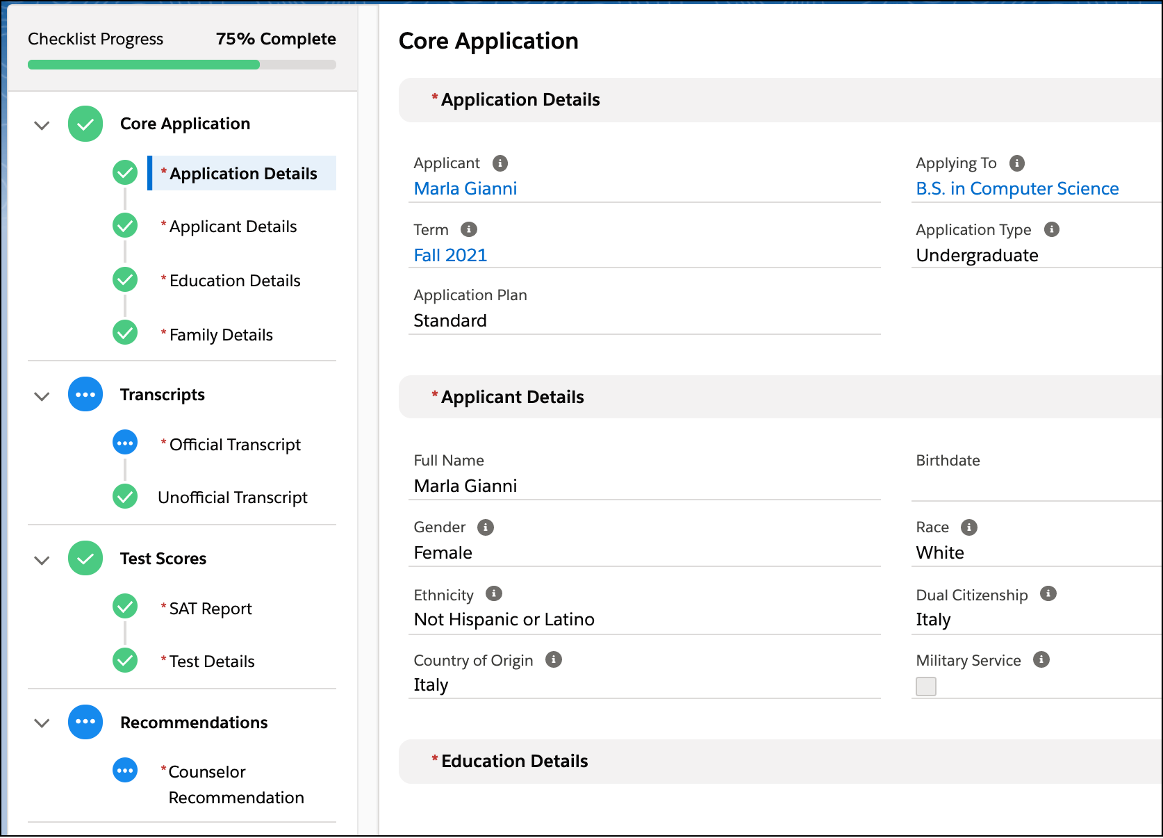 Application Review page with the navigation menu for the Reviewer Application Reader fully expanded.