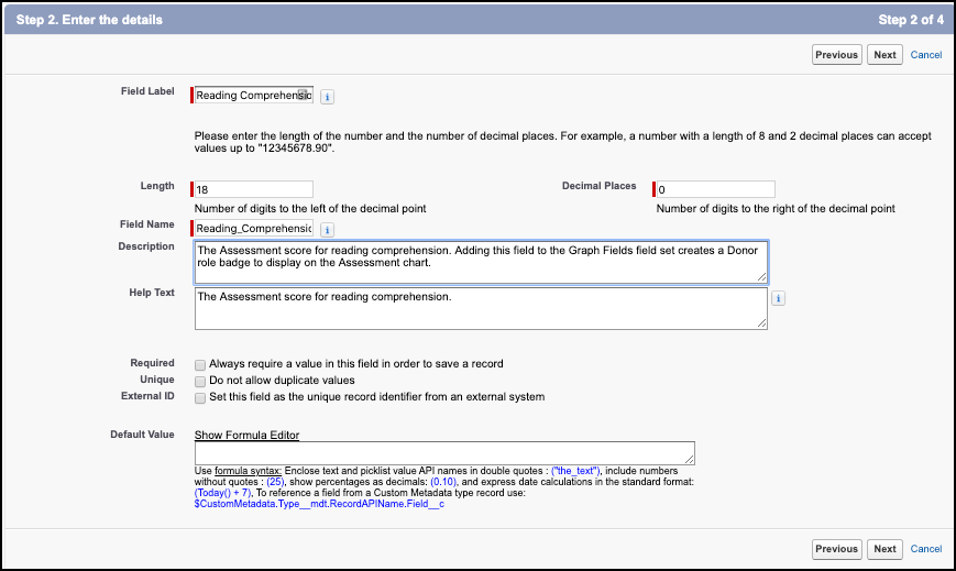 Reading comprehension custom field values