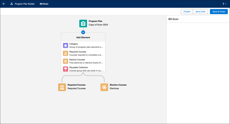The Program Plan Builder user interface