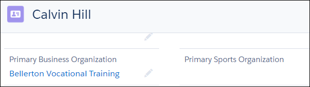 Affiliations section of Calvin Hill's Contact record