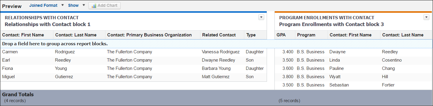 Preview pane showing students who meet the specified criteria