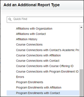 Selecting an additional report type
