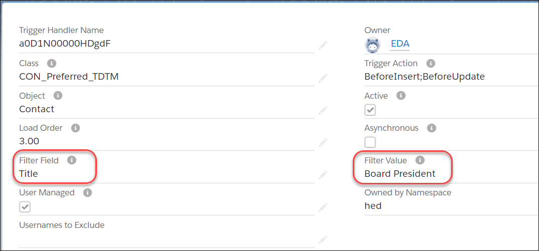 Filter Field and Filter Value populated