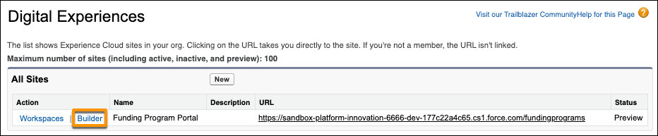 Click the Builder link.
