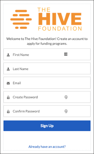 Updated registration page with welcome message and Create Password and Confirm Password fields.