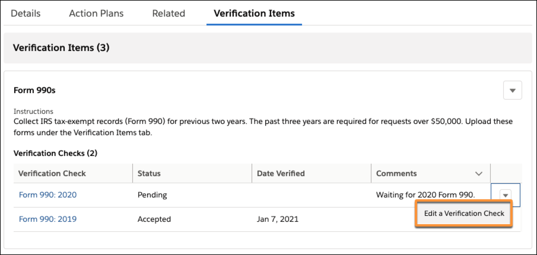 Edit a Verification Check.