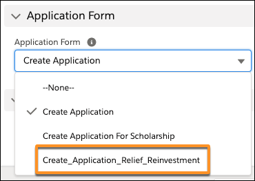 Select the flow from the Application Form field.