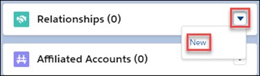 Create a new Relationship from the actions menu on the Relationships related list