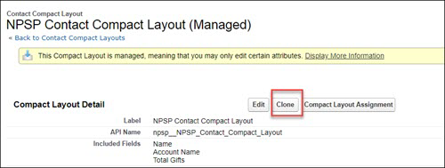 Compact Layout screen with Clone button highlighted.