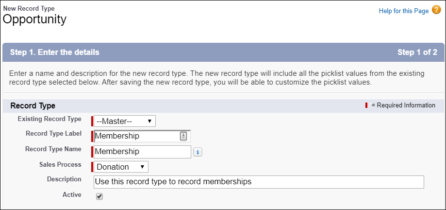 Membership record type