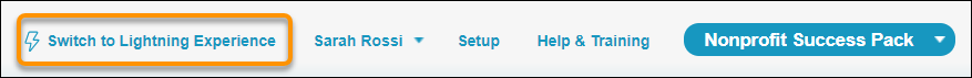 Switch to Lightning Experience link