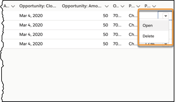 The action menu for a gift flagged with a Dry Run error, showing options to open or delete the gift.