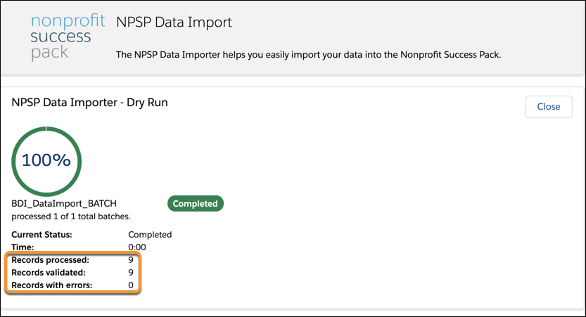 NPSP Data Import completed
