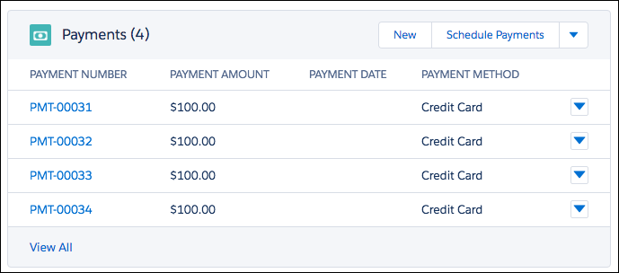 Payments related list