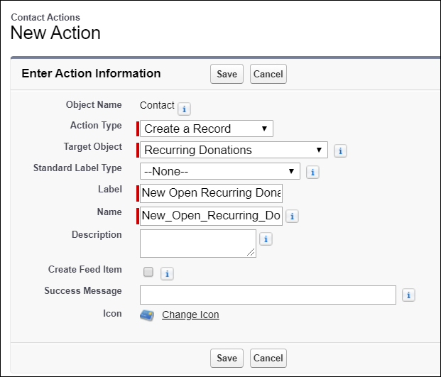 New Lightning action for Open Recurring Donations