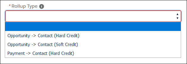The Rollup Type field showing the options for Contact rollups.