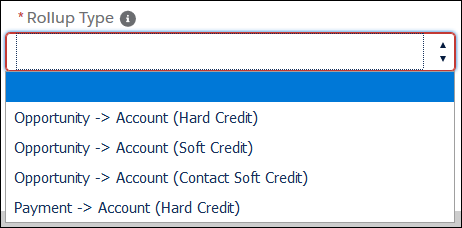 The Rollup Type field showing the options for Account rollups.