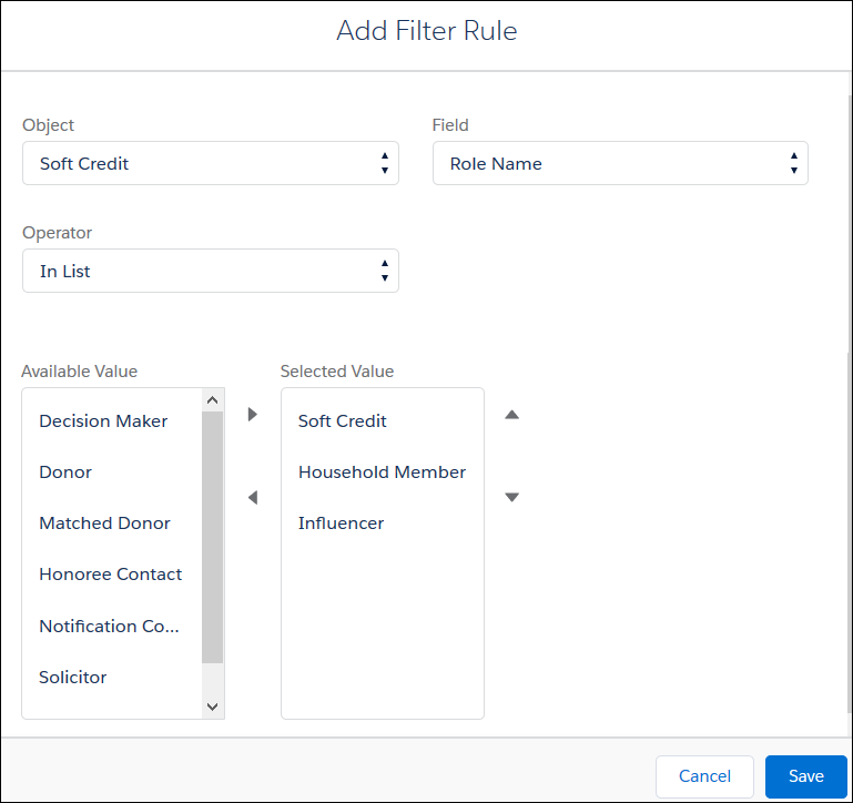 Adding a filter rule for Customizable Rollups that includes Contact Roles