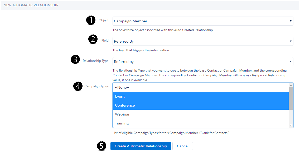 Specify Automatic Relationship values