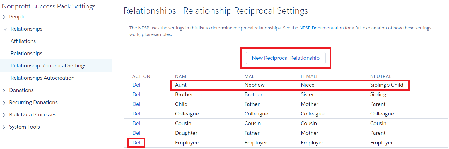 Reciprocal settings applied