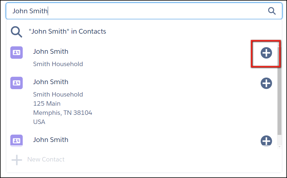 Add Contact to Household