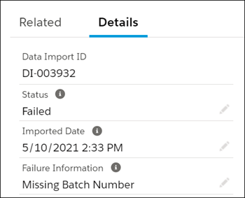 NPSP Data Importer record with a Status of Failed.