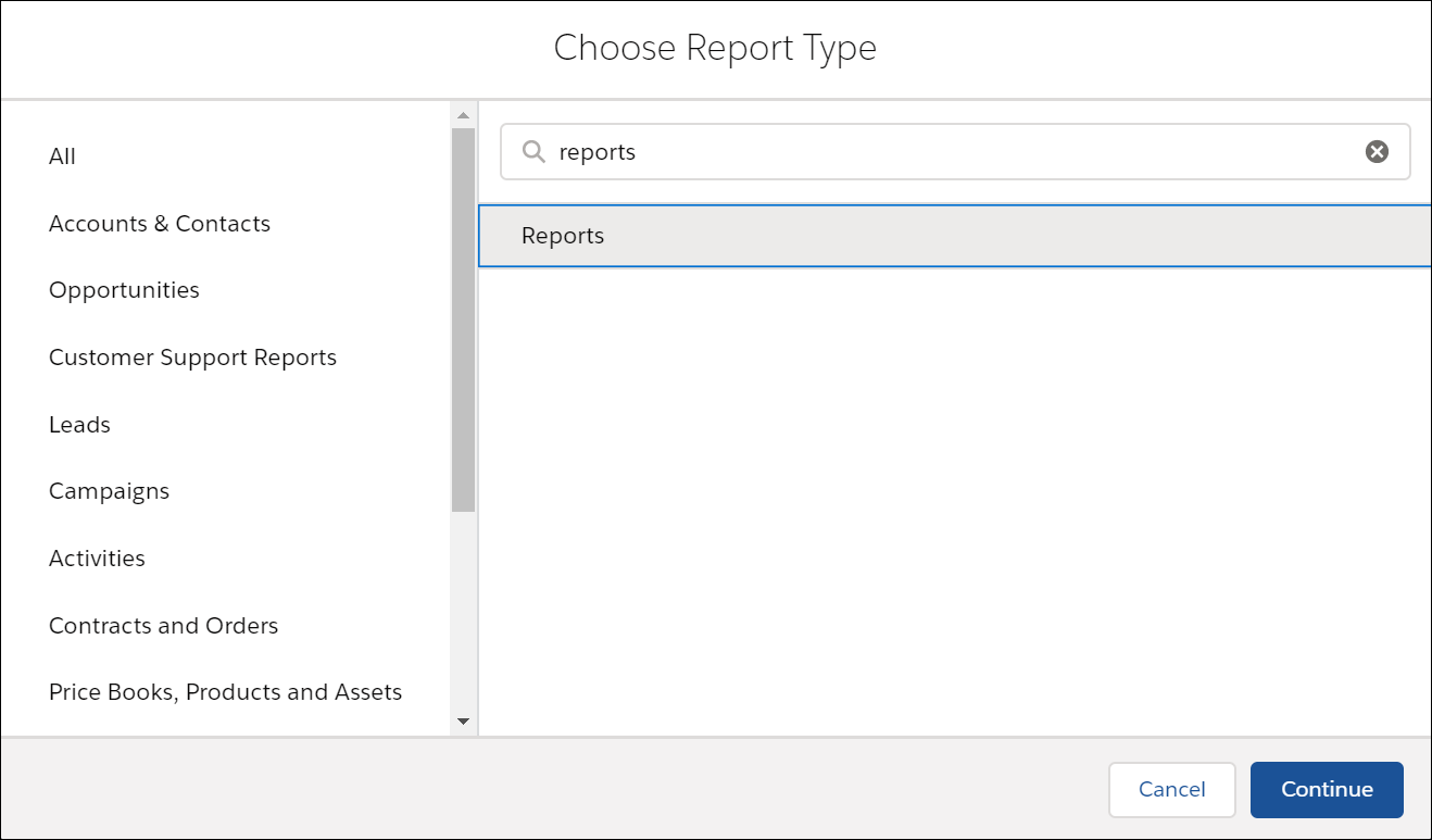Choose Report Type
