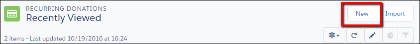 Location of New option to create recurring donations