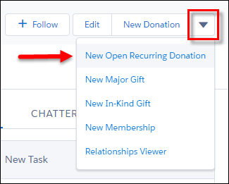 Create an Open Recurring Donation from the Contact record