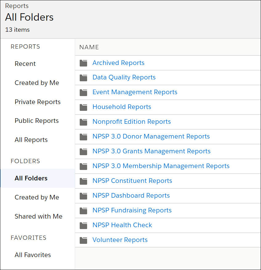Example of Report Folders