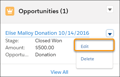 Opportunities related list
