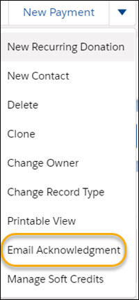Email Acknowledgment menu item