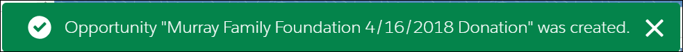 New Opportunity confirmation message