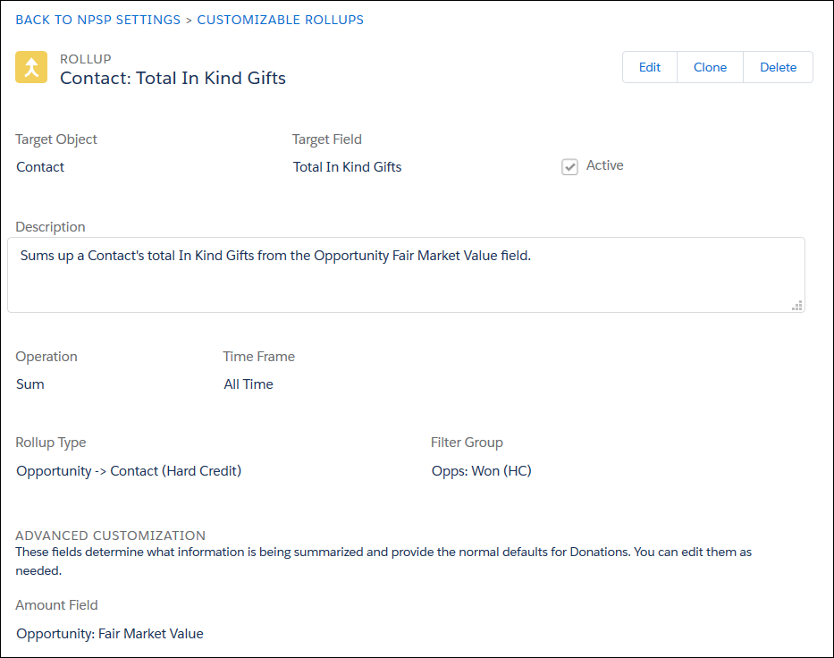 A new customizable rollup for total in kind gifts